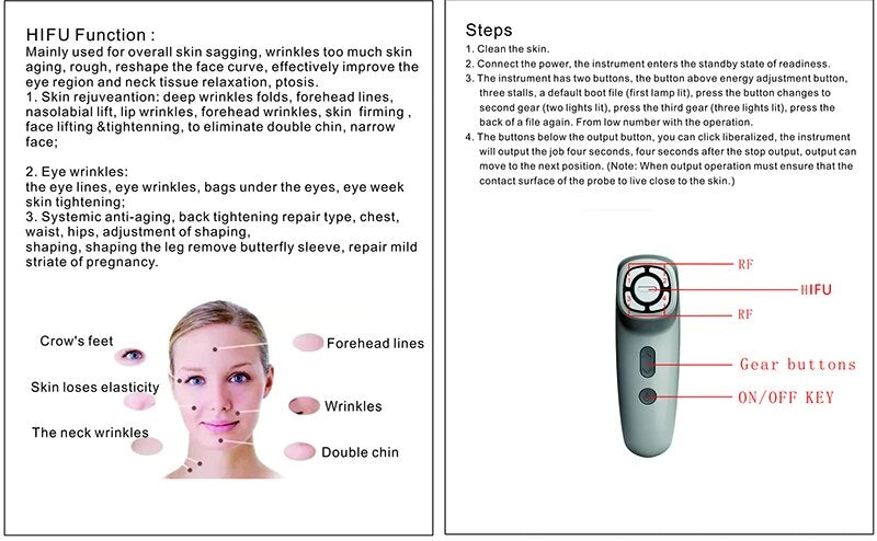 MINI HIFU PRO 4 Pole 2M Radio Frequency 3M Ultrasonic RF EMS Facial Beauty Device Face Massager Home Use Machine Wrinkle Lifting