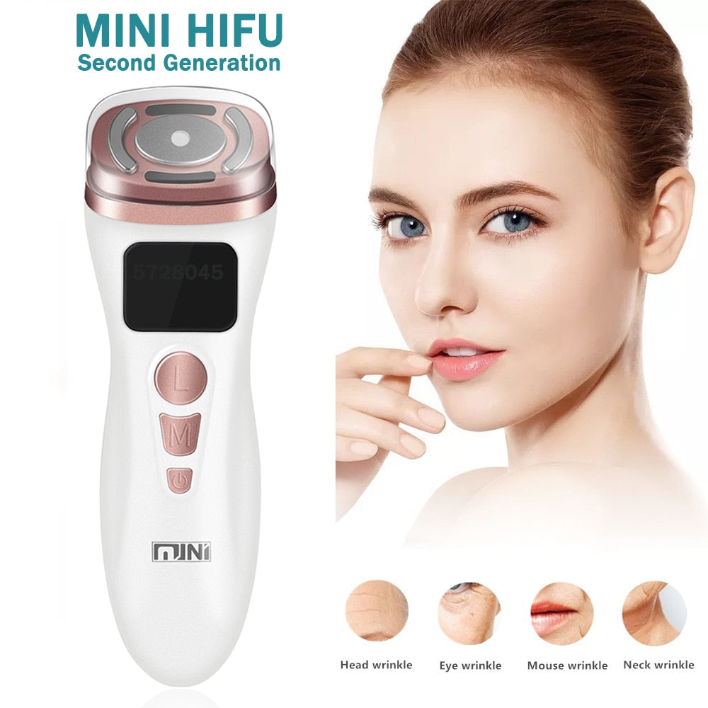 3 in 1 RF Face Beauty Machine Mini Skin Tightening HIFU Microcurrent Reduce Wrinkle Facial Care Applicator Machine 100/240V US Plug