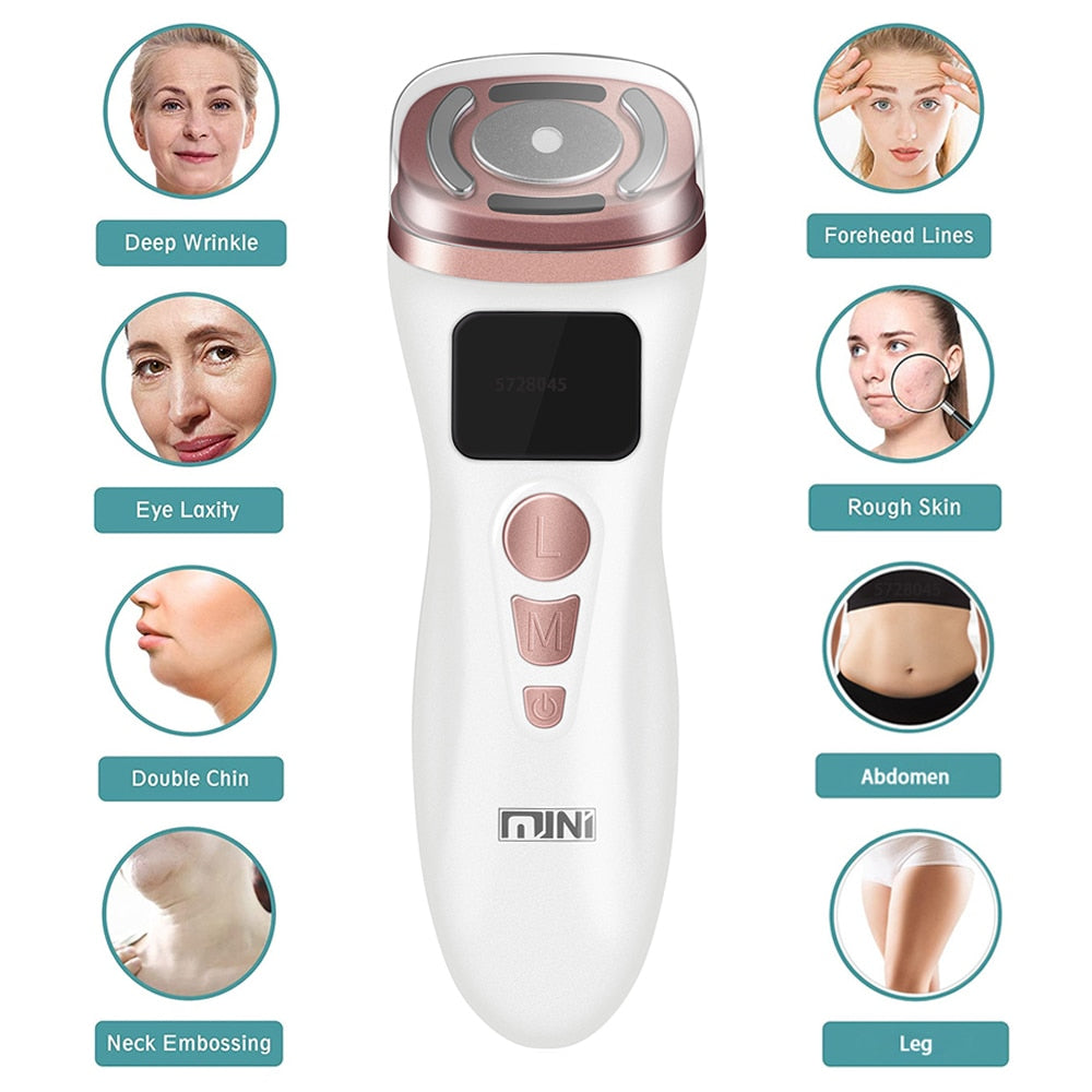 3 in 1 RF Face Beauty Machine Mini Skin Tightening HIFU Microcurrent Reduce Wrinkle Facial Care Applicator Machine 100/240V US Plug