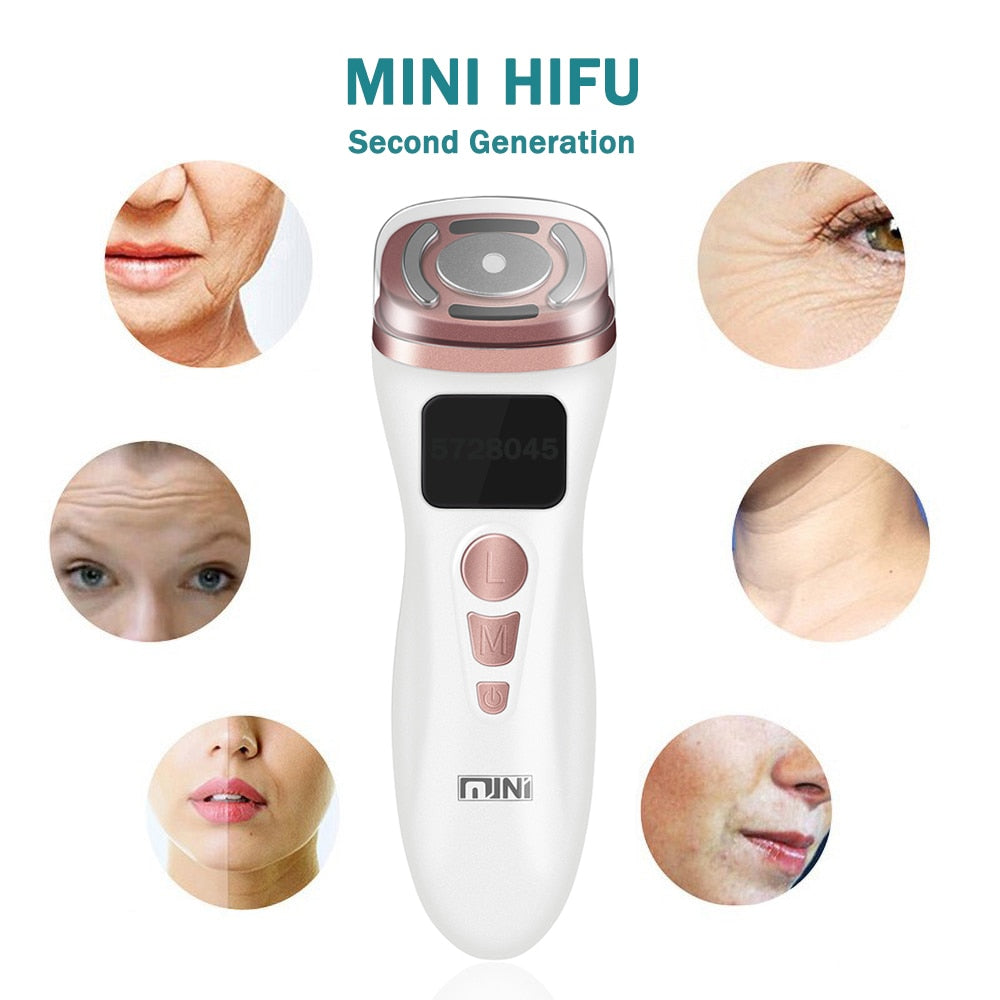 3 in 1 RF Face Beauty Machine Mini Skin Tightening HIFU Microcurrent Reduce Wrinkle Facial Care Applicator Machine 100/240V US Plug