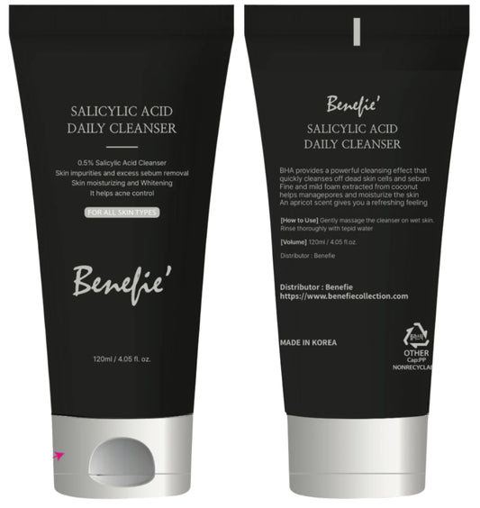Benefie' SALICYLIC ACID DAILY CLEANSER 120ml  MADE IN KOREA