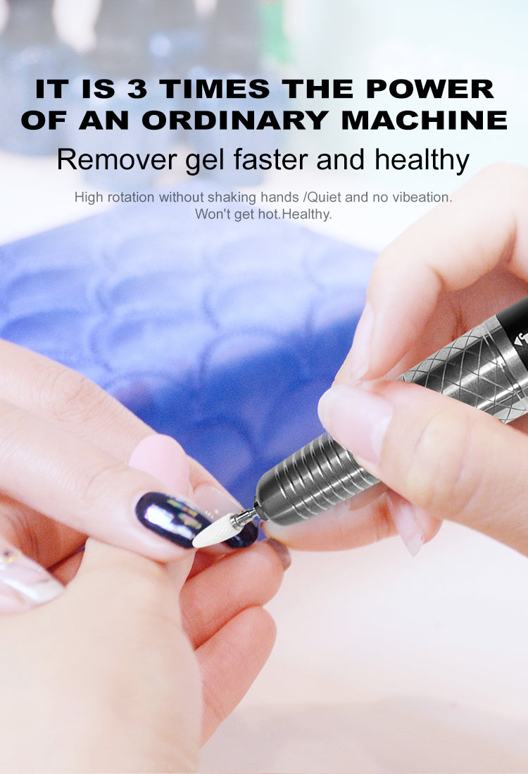 Benefie' Professional Rechargeable Electric Nail Drill 35Krpm Black/Silver