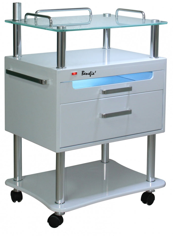 Multipurpose Professional Beauty Trolley with built in Sterilizer Draw and magnifying lamp post